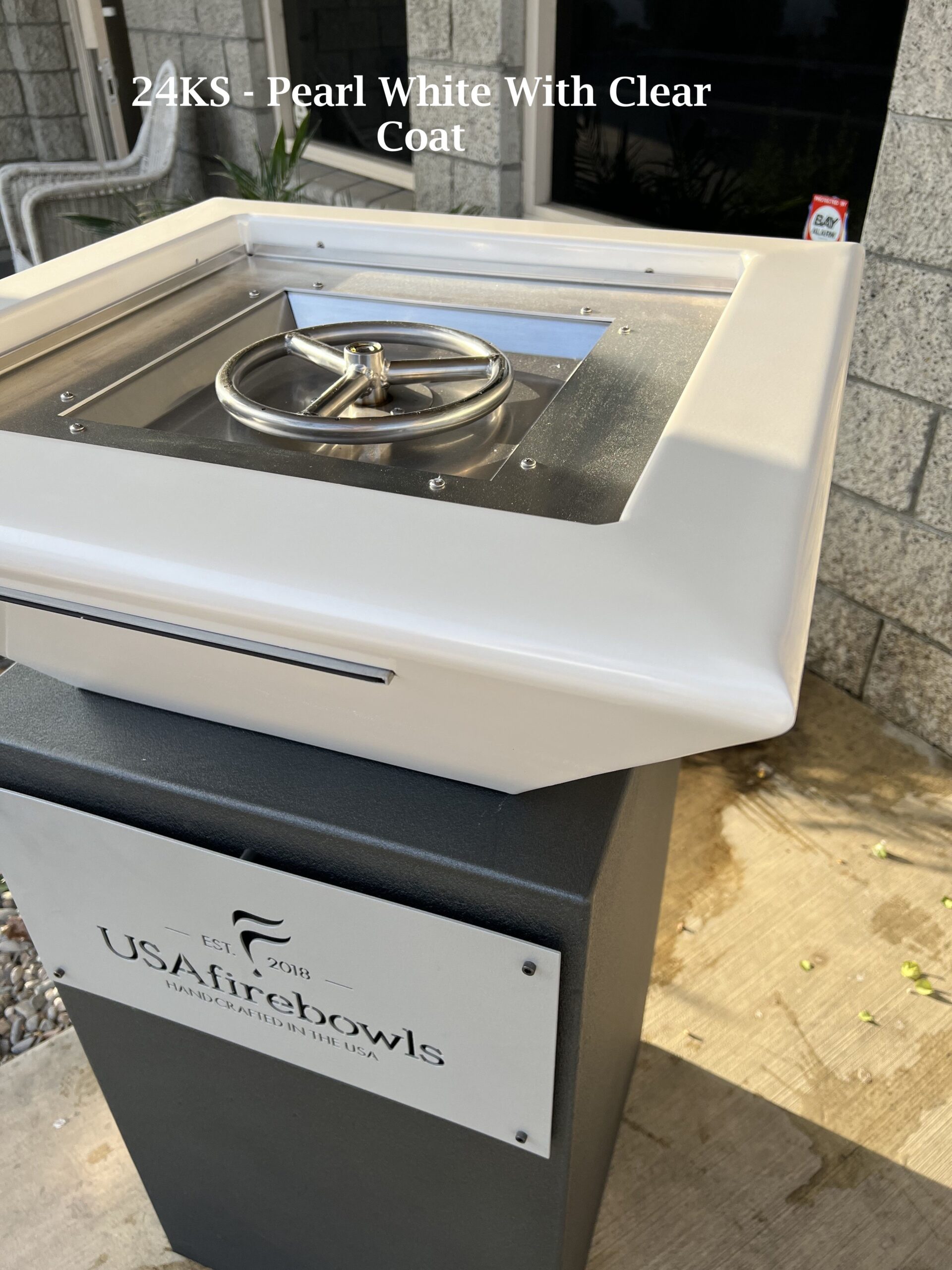 24KS_Pearl_White pool fire bowls by USA Fire Bowls