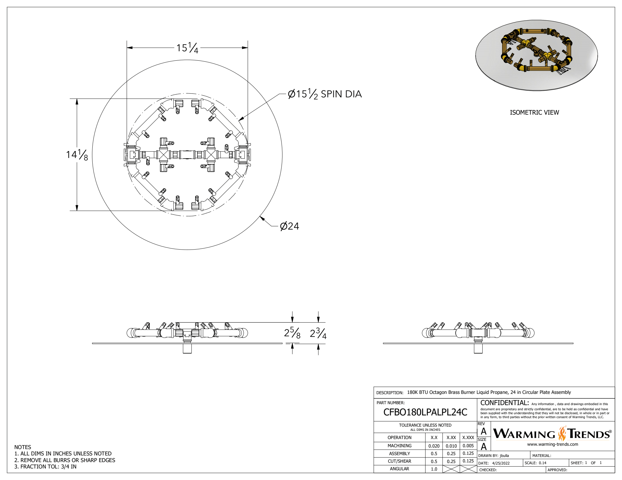 Crossfire Brass Fire Pit Burners by Warming Trends