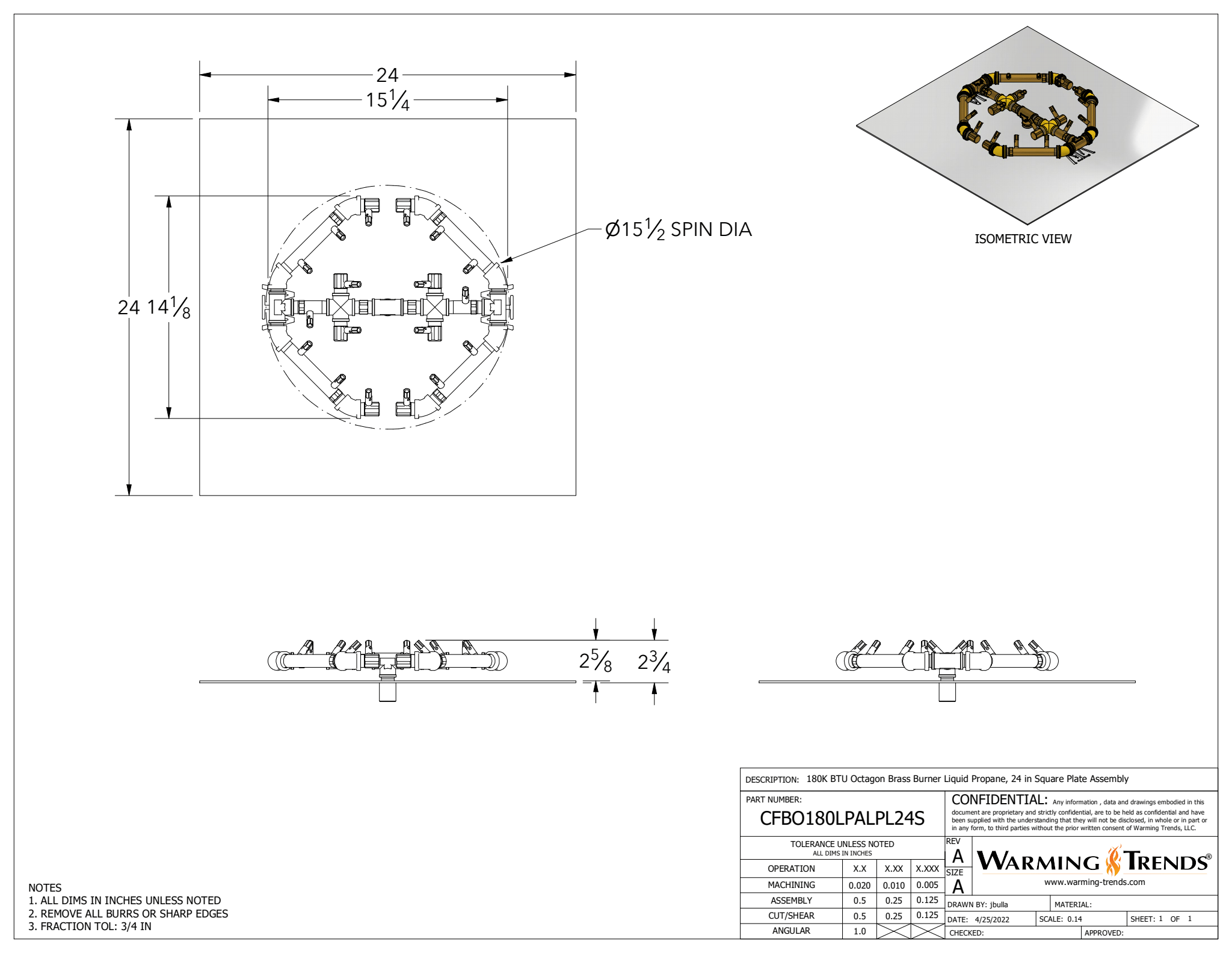 Crossfire Brass Fire Pit Burners by Warming Trends