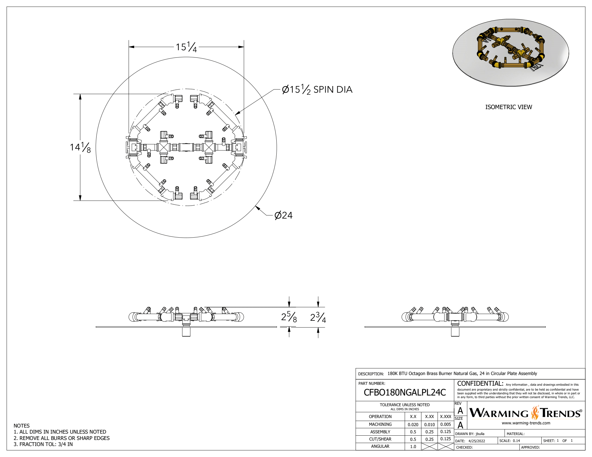 Crossfire Brass Fire Pit Burners by Warming Trends