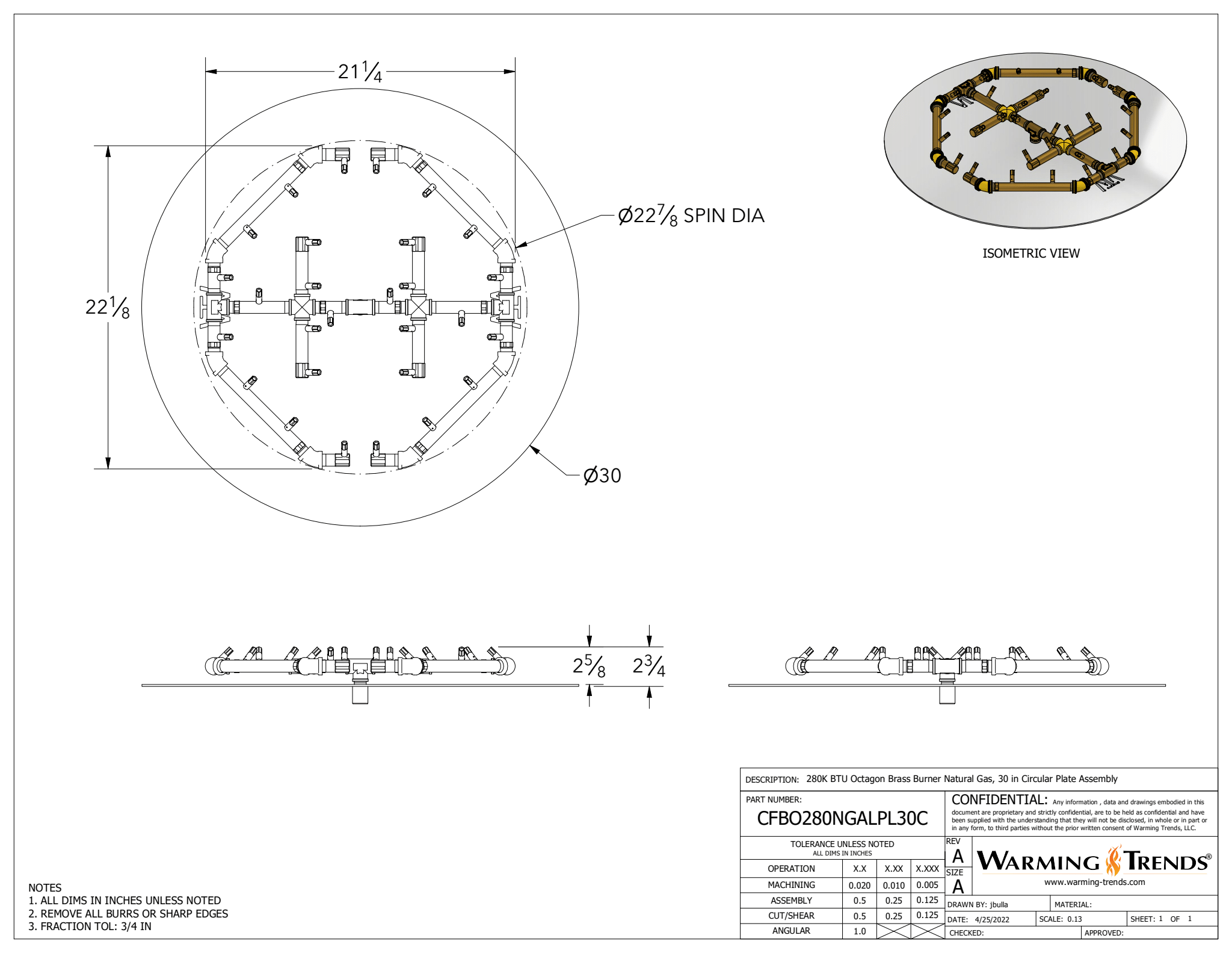 Crossfire Brass Fire Pit Burners by Warming Trends
