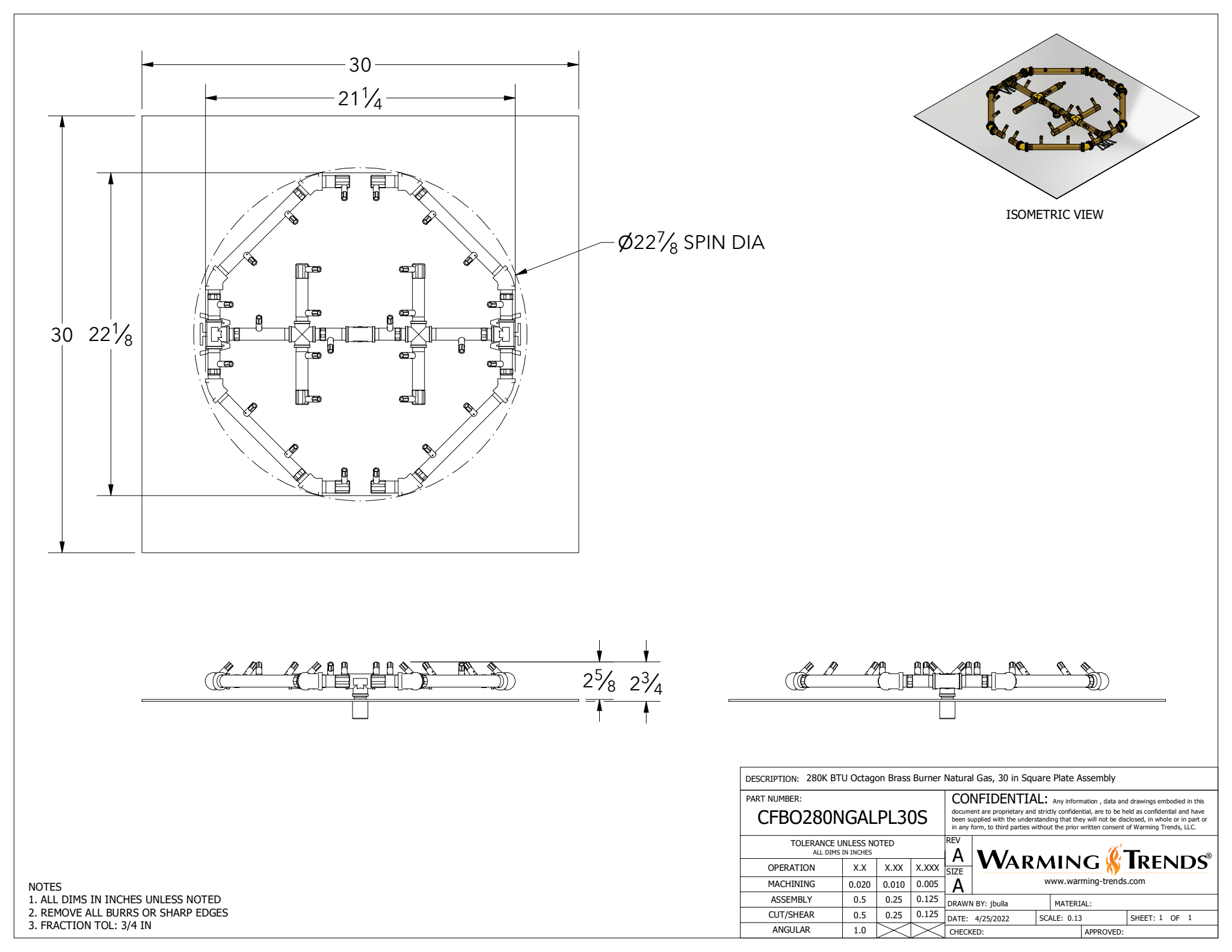 Crossfire Brass Fire Pit Burners by Warming Trends