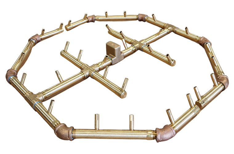 320K BTU Octagonal Crossfire® Brass Burner for Fire Pits.