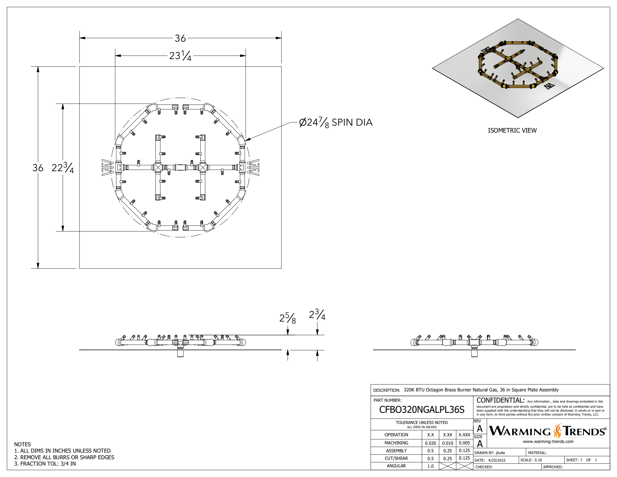 Crossfire Brass Fire Pit Burners by Warming Trends