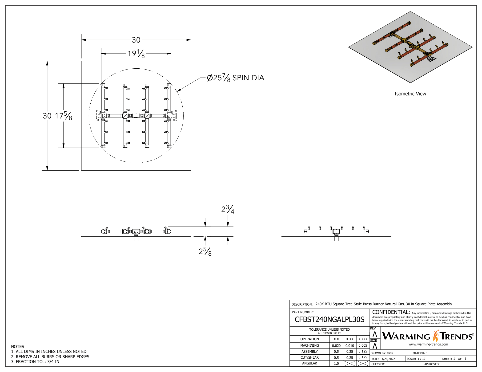 Crossfire Brass Fire Pit Burners by Warming Trends
