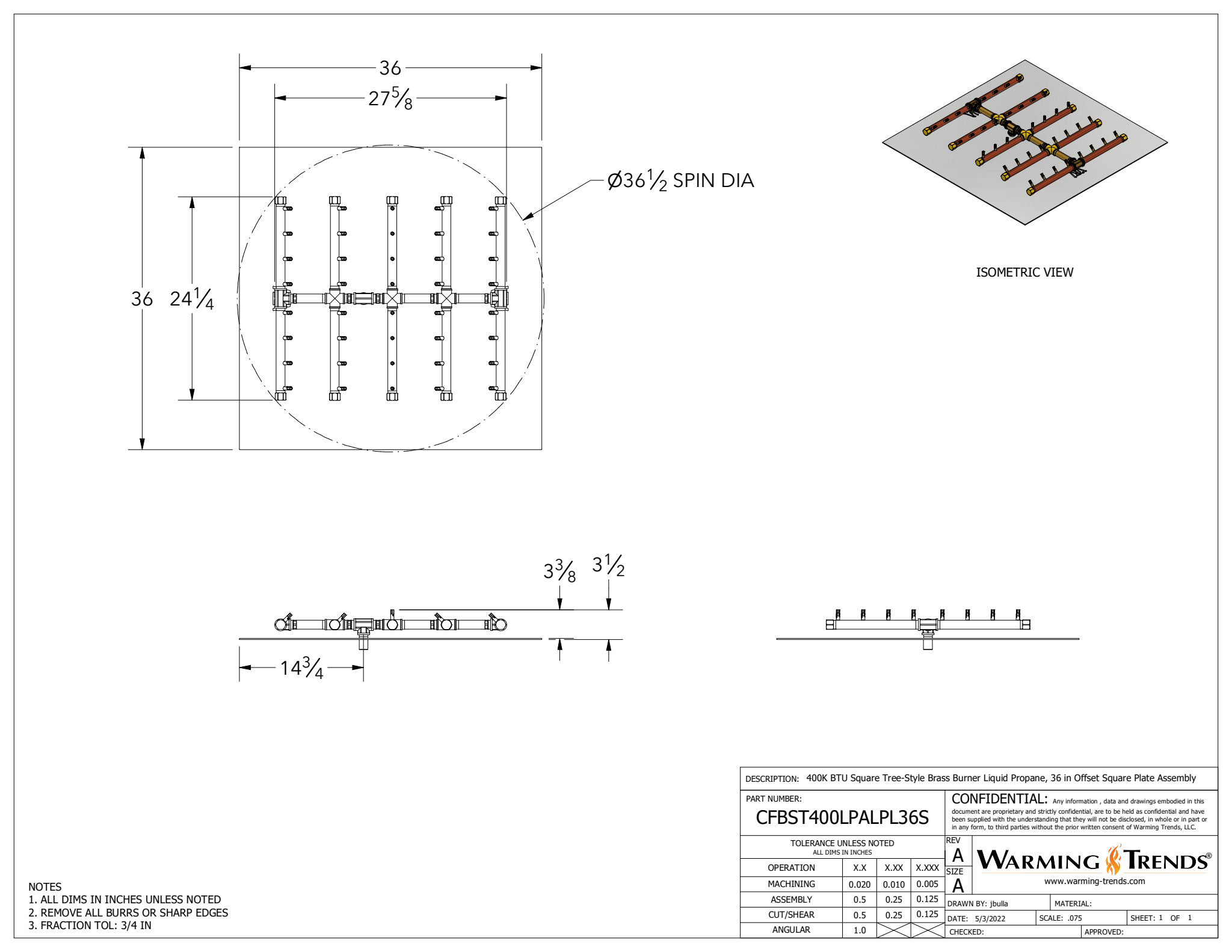 Crossfire Brass Fire Pit Burners by Warming Trends