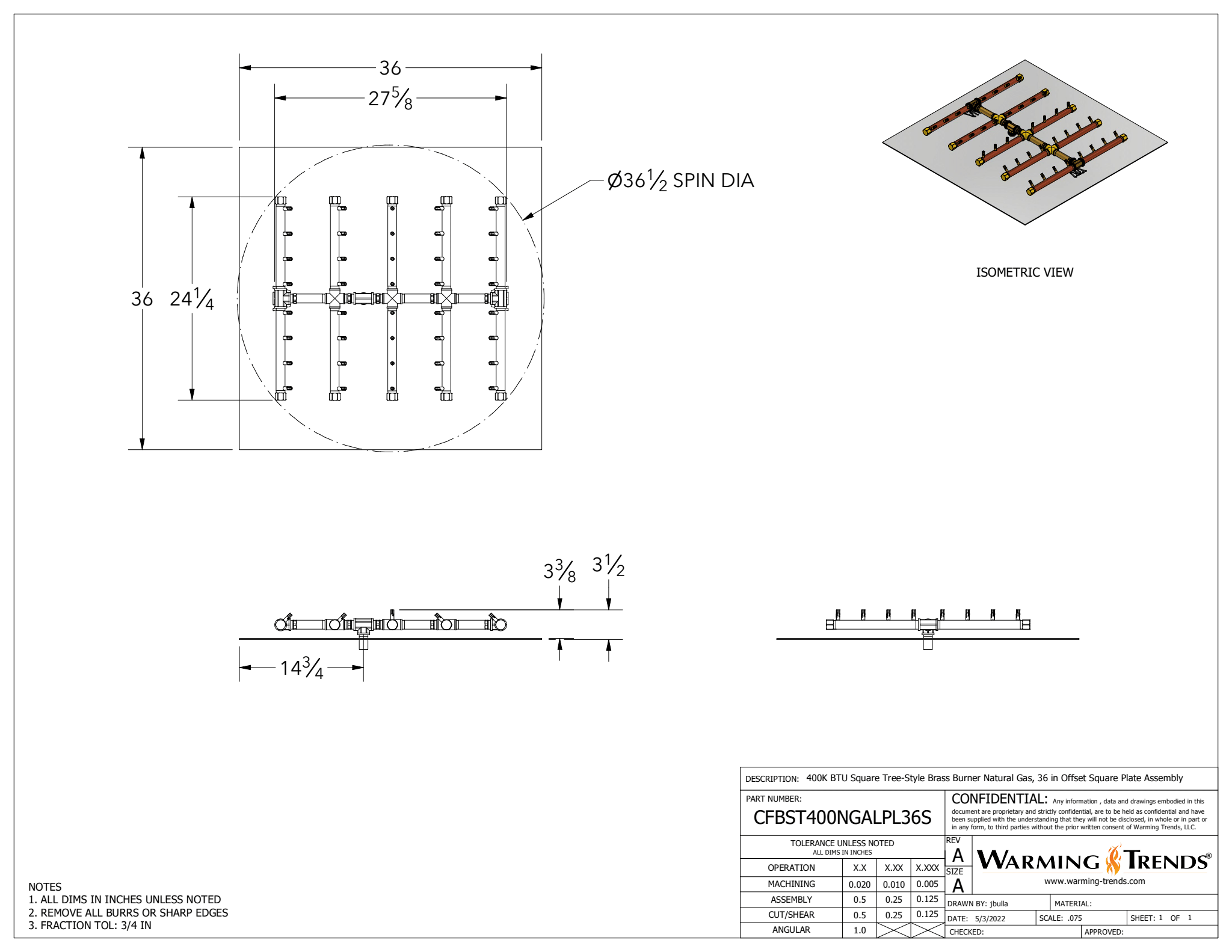 Crossfire Brass Fire Pit Burners by Warming Trends