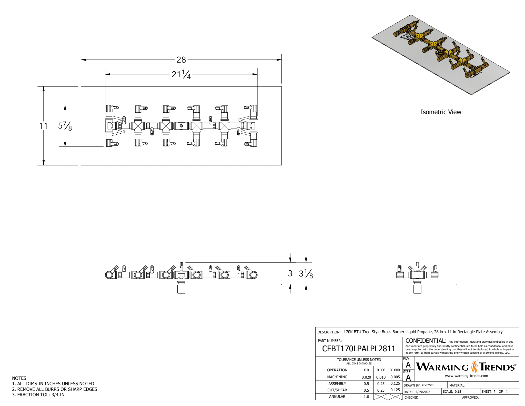 Crossfire Brass Fire Pit Burners by Warming Trends