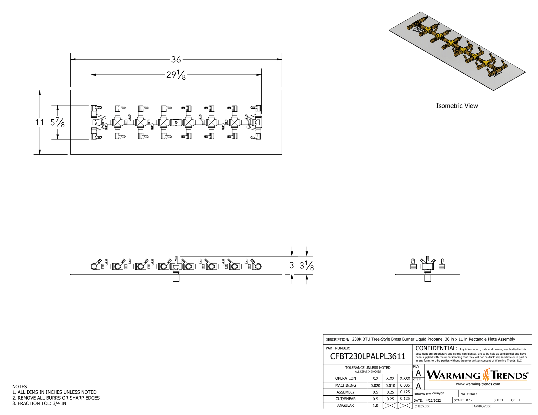 Crossfire Brass Fire Pit Burners by Warming Trends