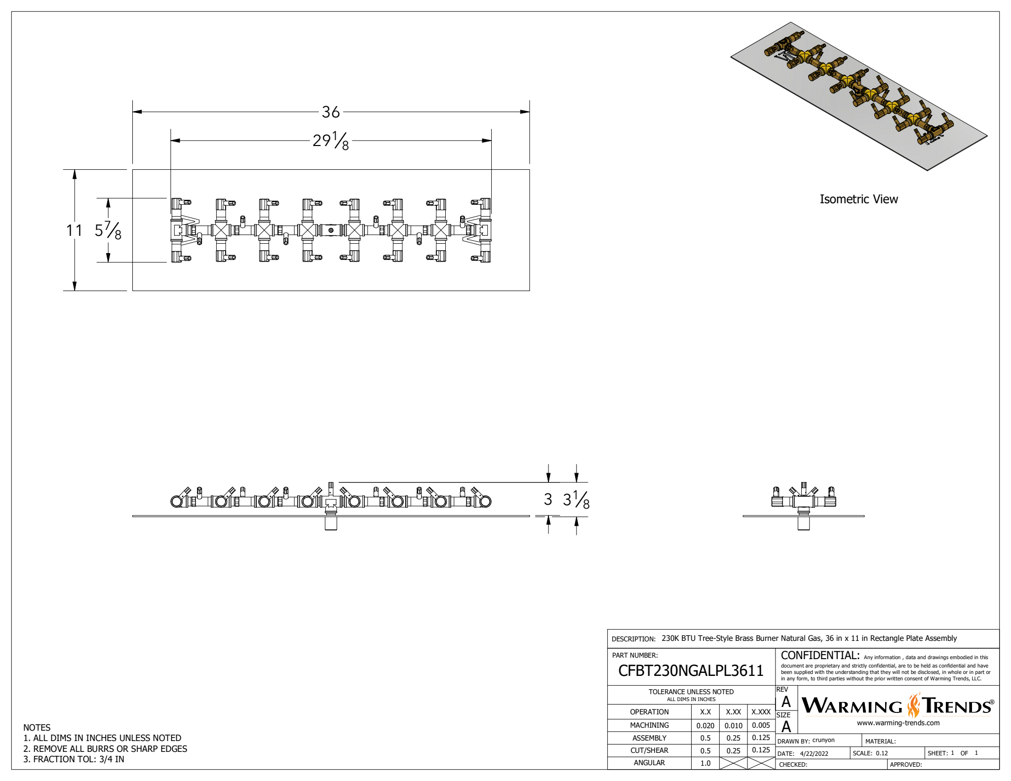 Crossfire Brass Fire Pit Burners by Warming Trends
