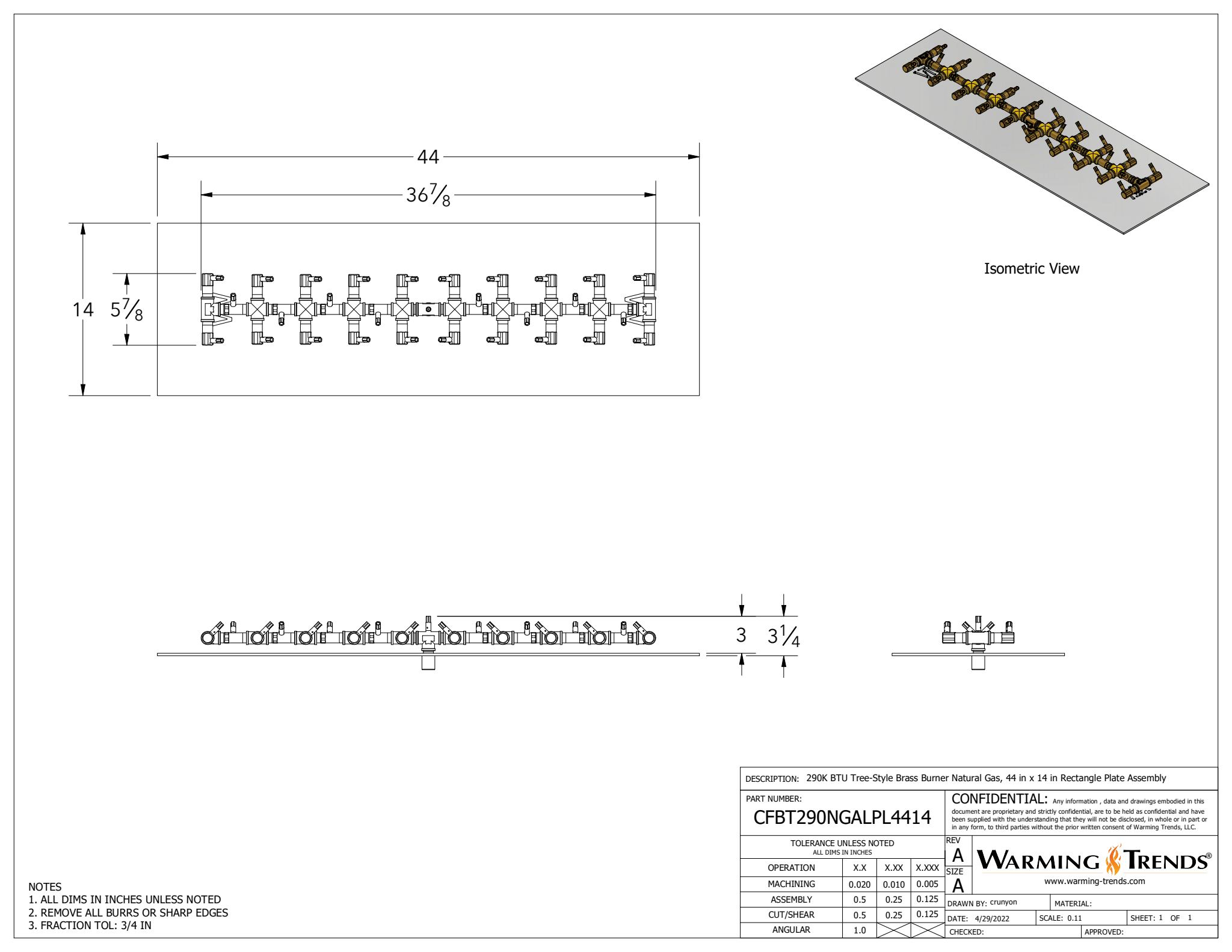 Crossfire Brass Fire Pit Burners by Warming Trends