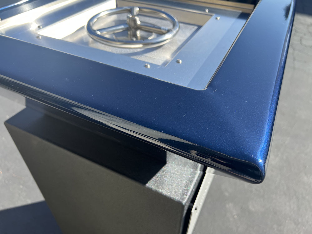 pool fire bowl in misty midnight blue by USA Fire Bowls