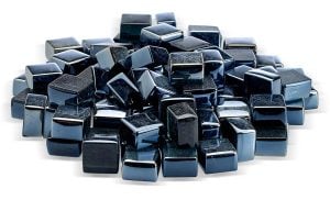 Black 1/2" Luster Fire Glass Cubes + Priced per Pound (Sold in 10 lb increments)