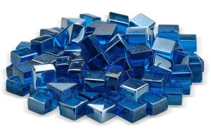 Pacific Blue 1/2" Luster Fire Glass Cubes + Priced per Pound (Sold in 10 lb increments)