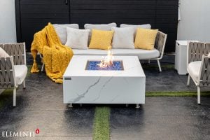 Bianco 40” Marble Porcelain Fire Table - Bianco White