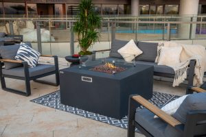 Rocky 43” Square Fire Table with Hidden Tank - Dark Gray 2026 upgraded Version: 60K BTU