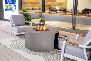 Pacaya 43” Round Fire Table with Hidden Tank - Light Gray 2026 upgraded Version: 60K BTU