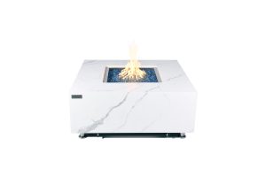 Bianco 40” Marble Porcelain Fire Table - Bianco White
